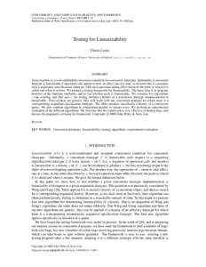 CONCURRENCY AND COMPUTATION: PRACTICE AND EXPERIENCE Concurrency Computat.: Pract. Exper. 0000; 00:1–21 Published online in Wiley InterScience (www.interscience.wiley.com). DOI: cpe Testing for Linearizability 