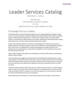 1  Leader Services Catalog VERSIONOFFERED BY: THE NATIONAL LEADERS COUNCIL