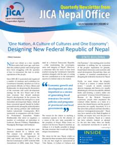 Quarterly Newsletter from  Japan International Cooperation Agency  JICA Nepal Office