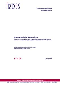 Income and the Demand for Complementary Health Insurance in France