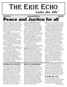 The Erie E cho “voice for life” Vol. XLII No. 2