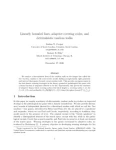 Linearly bounded liars, adaptive covering codes, and deterministic random walks Joshua N. Cooper University of South Carolina, Columbia, South Carolina 