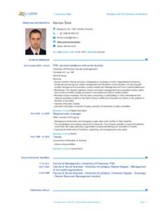 Curriculum Vitae  PERSONAL INFORMATION Replace with First name(s) Surname(s)