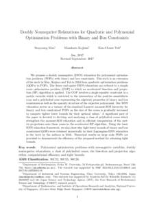 Doubly Nonnegative Relaxations for Quadratic and Polynomial Optimization Problems with Binary and Box Constraints Sunyoung Kim∗, Masakazu Kojima†,