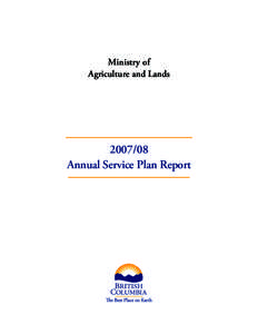 Ministry of Agriculture and Lands[removed]Annual Service Plan Report