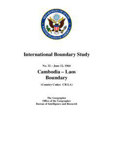 IBS No[removed]Cambodia (CB) & Laos (LA) 1964