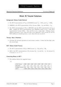 CS1Q Computer Systems Week 20 Tutorial Solutions