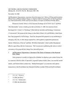 Notice of Filing and Immediate Effectiveness of Proposed Rule Change to Adopt an Options Licensing Fee for the PowerShares Lux Nanotech Portfolio (PXN) and the PowerShares Aerospace & Defense Portfolio (PPA); Rel. No