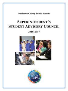 Baltimore County Public Schools  SUPERINTENDENT’S STUDENT ADVISORY COUNCIL