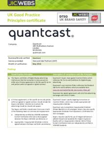 UK Good Practice Principles certificate Company:  Quantcast