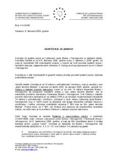 HUMAN RIGHTS COMMISSION WITHIN THE CONSTITUTIONAL COURT OF BOSNIA AND HERZEGOVINA  