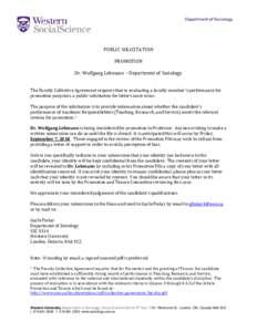 Public Solicitation Notice: Wolfgang Lehmann promotion