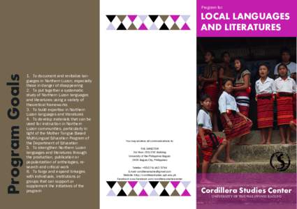 Program for  Program Goals LOCAL LANGUAGES AND LITERATURES