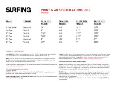 PRINT & AD SPECIFIC ATIONSS PA C E F O R M AT