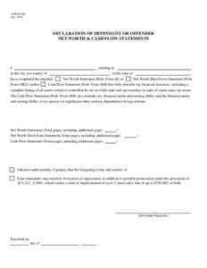 Declaration of Defendant or Offender Net Worth and Cash Flow Statements