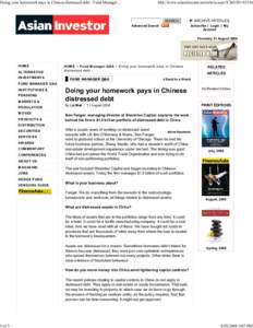 Doing your homework pays in Chinese distressed debt - Fund Ma...