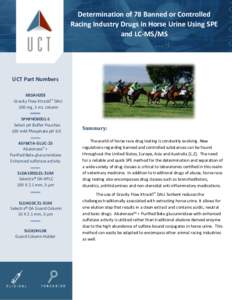 Determination of 78 Banned or Controlled Racing Industry Drugs in Horse Urine Using SPE and LC-MS/MS UCT Part Numbers XRDAH203