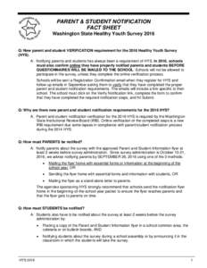 PARENT & STUDENT NOTIFICATION FACT SHEETWashington State Healthy Youth Survey 2016