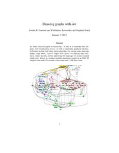 Drawing graphs with dot Emden R. Gansner and Eleftherios Koutsofios and Stephen North January 5, 2015 Abstract dot draws directed graphs as hierarchies. It runs as a command line program, web visualization service, or wi
