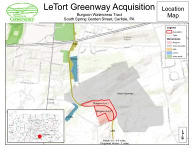 LeTort Greenway Acquisition Burgoon Watercress Tract South Spring Garden Street, Carlisle, PA Location Map