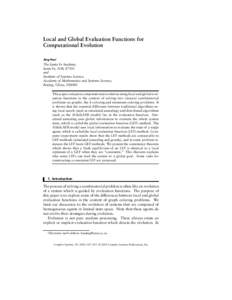 Local and Global Evaluation Functions for Computational Evolution