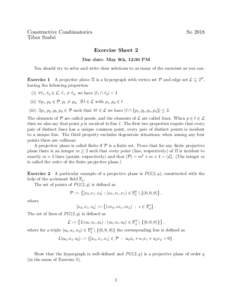 Constructive Combinatorics Tibor Szab´o So 2018 Exercise Sheet 2
