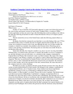 Southern Campaign American Revolution Pension Statements & Rosters Farley Stephen (Mary Farley) VA W78 Transcription by Fred Weyler