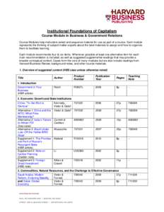 Institutional Foundations of Capitalism Course Module in Business & Government Relations Course Modules help instructors select and sequence material for use as part of a course. Each module represents the thinking of su
