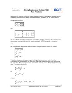 The Mathematics 11 Competency Test Multiplication and Division With Two Fractions