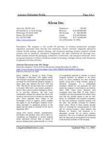 Asbestos Defendant Profile                                                           Page AA-1