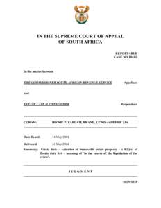 IN THE SUPREME COURT OF APPEAL OF SOUTH AFRICA REPORTABLE CASE NO[removed]In the matter between