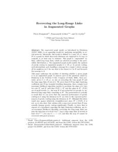 Recovering the Long-Range Links in Augmented Graphs Pierre Fraigniaud1? , Emmanuelle Lebhar1?? , and Zvi Lotker2 1  CNRS and University Paris Diderot