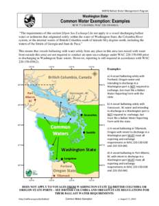 WDFW Ballast Water Management Program  Washington State Common Water Exemption: Examples RCW); WAC)