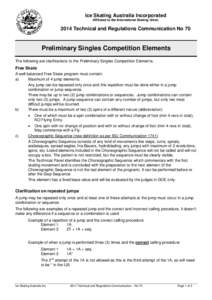 Ice Skating Australia Incorporated Affiliated to the International Skating Union 2014 Technical and Regulations Communication No 70  Preliminary Singles Competition Elements