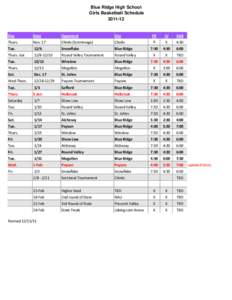 Blue Ridge High School Girls Basketball Schedule[removed]Day