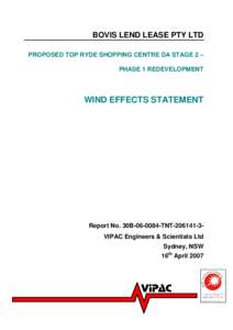 BOVIS LEND LEASE PTY LTD PROPOSED TOP RYDE SHOPPING CENTRE DA STAGE 2 – PHASE 1 REDEVELOPMENT WIND EFFECTS STATEMENT