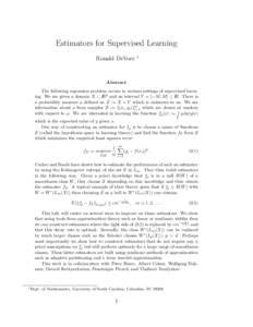 Estimators for Supervised Learning Ronald DeVore ∗  Abstract