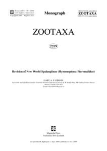 Zootaxa 2259: 1–[removed]www.mapress.com / zootaxa/ Copyright © 2009 · Magnolia Press ISSN[removed]print edition)