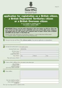 Form S1  application for registration as a British citizen, a British Dependent Territories citizen or a British Overseas citizen by or on behalf of a stateless person