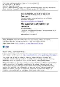 The cybernetics of viability: an overview
