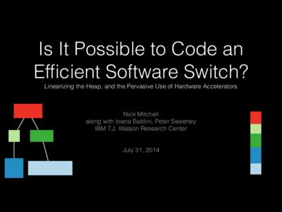 Is It Possible to Code an Efficient Software Switch? Linearizing the Heap, and the Pervasive Use of Hardware Accelerators ! !
