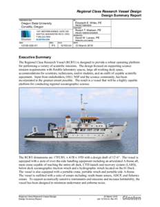 Regional Class Research Vessel Design Design Summary Report PREPARED FOR: BY: