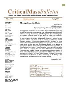 1  CriticalMassBulletin Newsletter of the Section on Collective Behavior and Social Movements, American Sociological Association  Volume 39 (1)