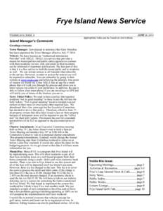 Frye Island News Service VOLUME 2014, ISSUE JUNE 20, [removed]