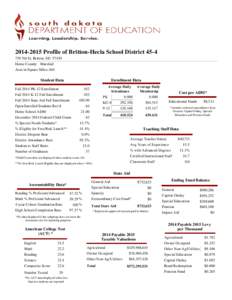 Profile of Britton-Hecla School District5th St, Britton, SDHome County: Marshall Area in Square Miles: 661  Student Data
