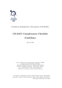 Complex Emergency Database (CE-DAT)  CE-DAT Completeness Checklist Guidelines July 22, 2010