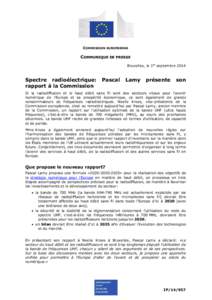 COMMISSION EUROPEENNE  COMMUNIQUE DE PRESSE Bruxelles, le 1er septembre[removed]Spectre radioélectrique: