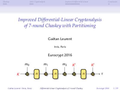Chaskey  ARX Cryptanalysis Improved Differential-Linear