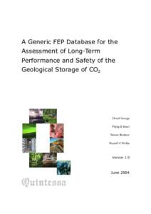 A Generic FEP Database for the Assessment of Long-Term Performance and Safety of the Geological Storage of CO2  David Savage