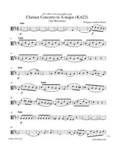 Sheet Music from www.mfiles.co.uk  Clarinet Concerto in A major (K2nd Movement)  Wolfgang Amadeus Mozart